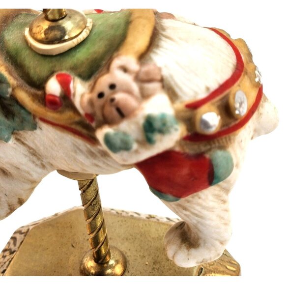 Polar Bear Carousel Christmas Figurine Ceramic Decor On Brass Base by R.O.C. - Picture 4 of 8
